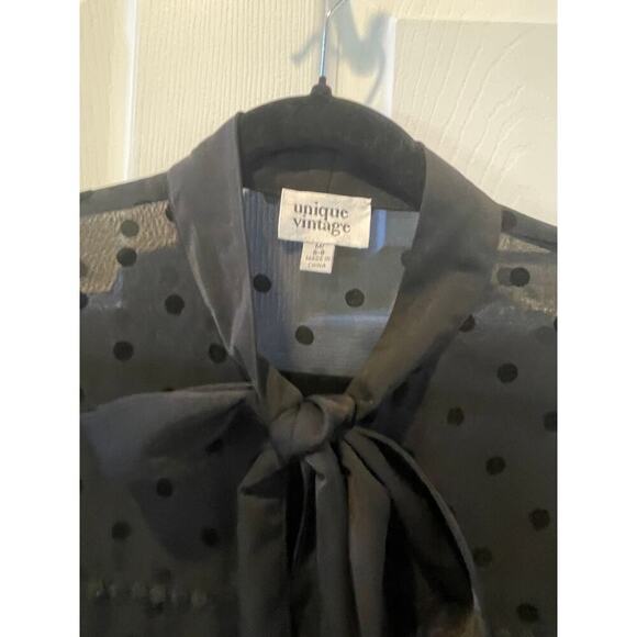 Unique Vintage Knit Lace Tie Button Up Knit Top Sz Medium 1950s - Picture 5 of 7